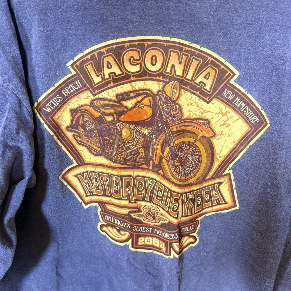 Vintage Harley Davidson Laconia bike week 81st blue long sleeve XL - Picture 6 of 6